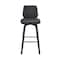 Armen Living Renee 26" Swivel Gray Faux Leather and Black Wood Bar Stool LCRNBABLGR26 - alternate 2